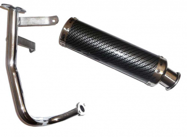 Auspuh GY6 50cc 88x300mm karbonski sa hromiranom cevi