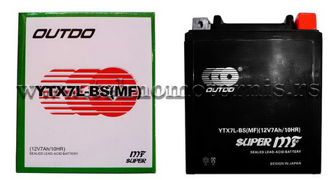 Akumulator YTX7L-BS 12V 7Ah (visoki) formiran,zatvoren (113,5x70x132)