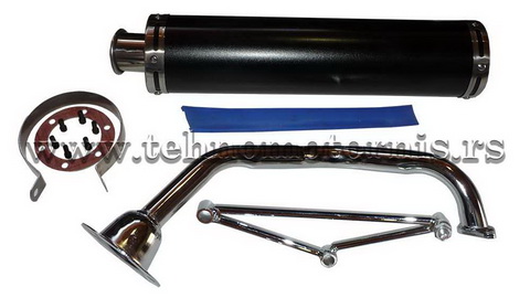 Auspuh 150cc 100x420mm crni sa hromiranom cevi